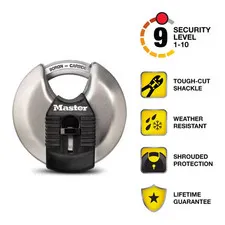 Heavy Duty Outdoor Shrouded Padlock with Key, 3-1/8 In. Wide