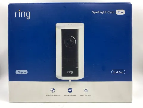 *New* Ring Spotlight Cam Pro Wired Plug-In Outdoor Security Camera (White).