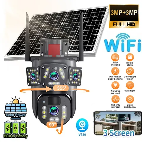 Solar Security Cameras Wireless Outdoor 360° Pan & Tilt WiFi Surveillance LOT