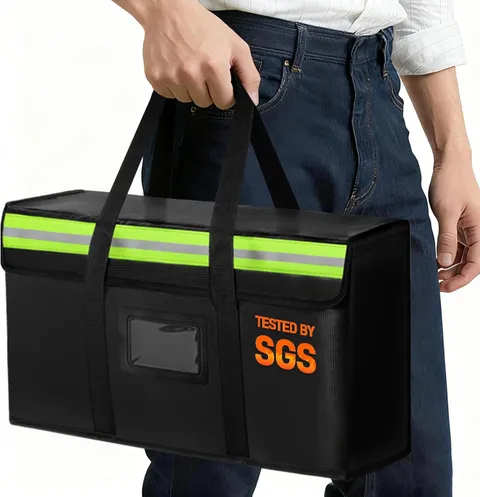 Large Fireproof Document Bags 15X12X6In, Fireproof Document Box for Cash, Photo