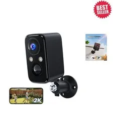 Weatherproof 2K WiFi Battery Camera with PIR Motion Sensor & Cloud Storage