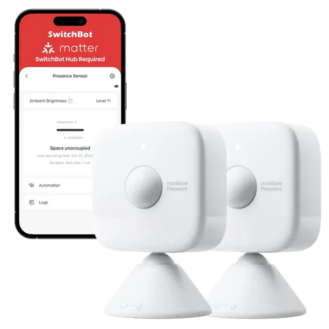 SwitchBot Smart mmWave Radar Motion Sensor, Bluetooth Presence Sensor with Dy...