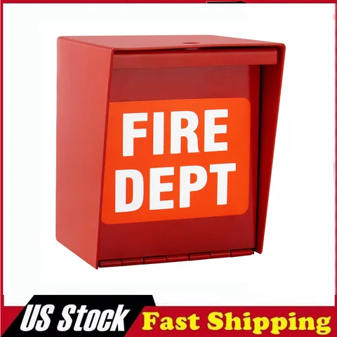 Fire Department Box With Lock Hole Red Heavy Duty Steel ‎Wall Mount Quick Safety