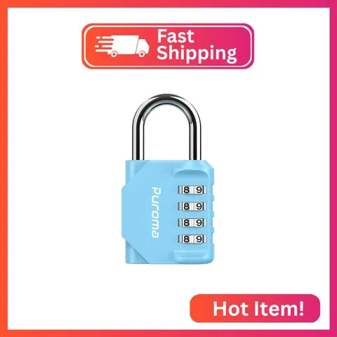 Puroma 1 Pack Combination Lock Locker 4 Digits Combo Padlock Gym Sky Blue