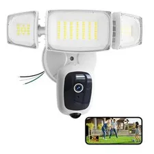2K QHD Outdoor Floodlight Camera White w/ Motion Detection, Color Night Vision
