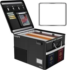 5200℉ Fireproof Document Box with Lock, Black | Waterproof File Organizer with H