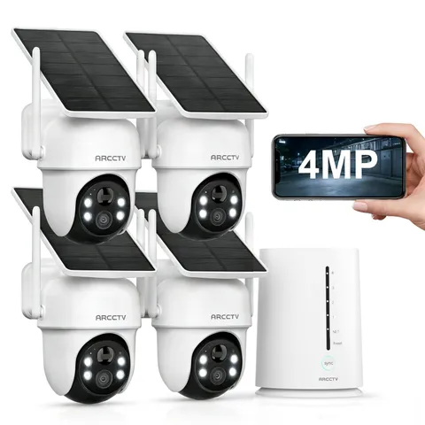 Solar Security Cameras Wireless Outdoor, 4-Cam Home Security System