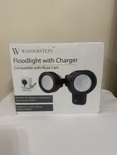 Wasserstein 3-in-1 Floodlight & Charger, Outdoor Case for Wyze Cam - White