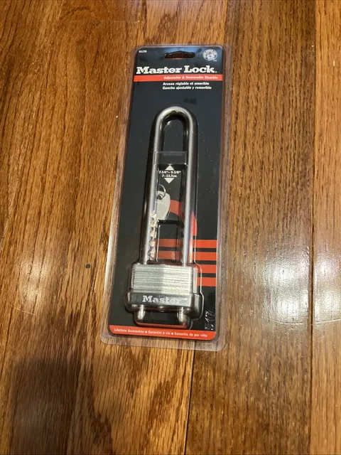 Master Lock 517D Adjustable Removable Long Shackle Padlock Heavy Duty New