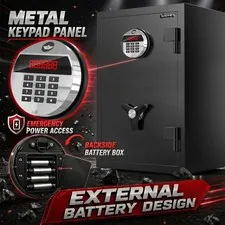 25.59"H Large Safe, Safe Box for Money with Metal Keypad, Key Hook & Storage Bag