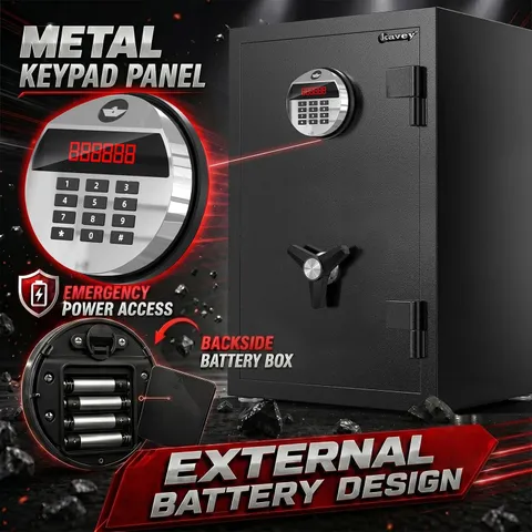 25.59"H Large Safe, Safe Box for Money with Metal Keypad, Key Hook & Storage Bag