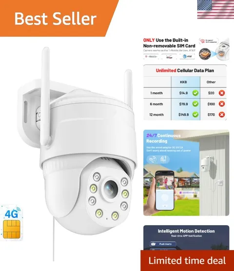 Smart 4G LTE Security Camera with Real-Time Alerts and 360-Degree Coverage
