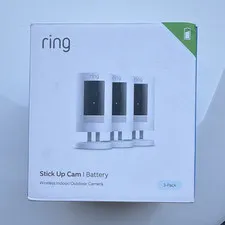 Ring Stick Up Cam Battery 3-Pack White 1080p Wi-Fi Color Night Vision 2-Way