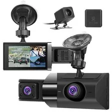 3-Channel GPS Dash Cam | 2K WiFi Car Camera with Front 140° Wide Angle