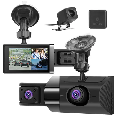 3-Channel GPS Dash Cam | 2K WiFi Car Camera with Front 140° Wide Angle