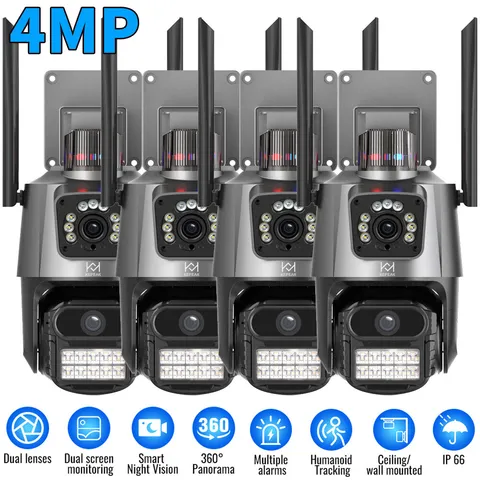 Dual Lens 4K HD WiFi Security Camera 8X Zoom Outdoor Home Night Vision CCTV PTZ