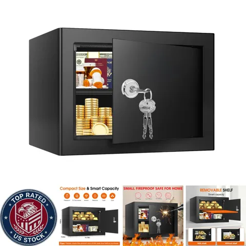 Heavy-Duty Steel Fireproof Safe with Removable Shelf - Ideal for Home & Office
