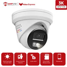 Anpviz 5MP PoE IP Turret Outdoor Security Camera Strobe Light & Audio Alarm H265