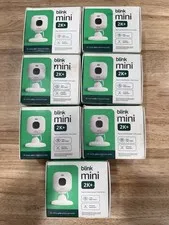 Lot Of 7. Blink Mini 2K+ (Newest) – Plug-In Home & Pet Indoor Security Camera.