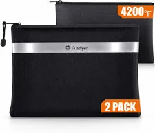 Fireproof Money Bag for Cash, 2 Pack Fire Proof Bag for Documents | 13.4"X10" an