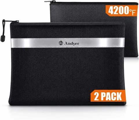 Fireproof Money Bag for Cash, 2 Pack Fire Proof Bag for Documents | 13.4"X10" an