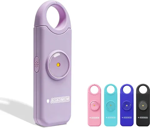 130dB Personal Alarm LED Flashlight Rechargeable Lavender Purple