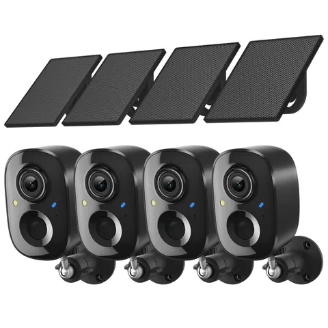 2K FHD Security Camera Wireless Outdoor Cameras for Home Black - 4 Pack
