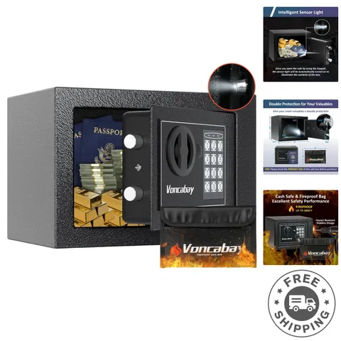 Compact Fireproof Safe with Digital Keypad & Emergency Keys - 0.23 Cubic Feet