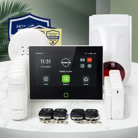 HOMSECUR Wireless WIFI 4G GSM SMS Autodial Home Security 7" Alarm System