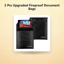 2 Pcs Upgraded Fireproof Document Bags, 2500F Fireproof and Waterproof, Zippe...