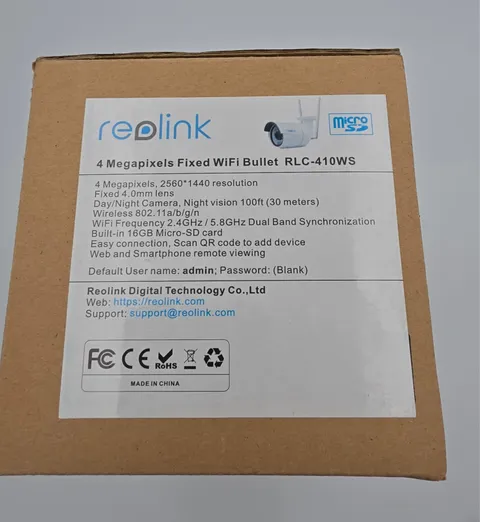Reolink RLC-410WS 4MP Fixed WiFi Bullet Surveillance Camera Complete w/ Box