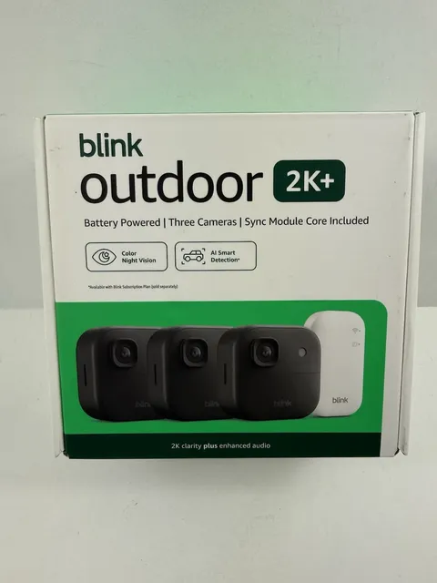 BLINK OUTDOOR 2K+ WIRELESS BLACK SECURITY CAMERA 3 CAMERA SYSTEM NEW