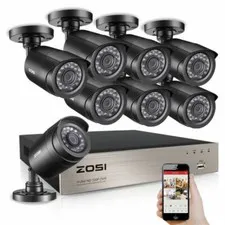 ZOSI 8ZN-106B8-00-US  1080p DVR 8 Channel Outdoor Home Surveillance Security...