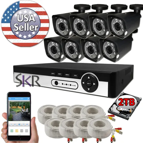 Sikker Standalone 8 Channel DVR 1080P Security Camera System with 2TB hard drive