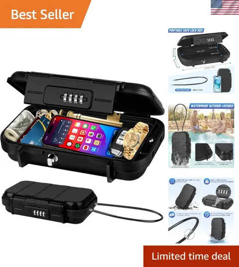 Portable Travel Safe Lock Box 4-Digit Combination Mini Safe Box, Anti-Theft B...