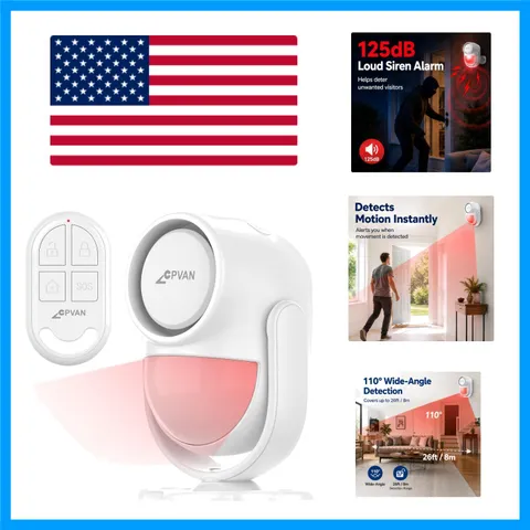 Portable 125dB Motion Sensor Alarm—Ideal Wireless Security for Garage, Home, Van