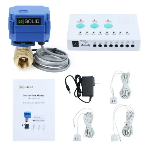 U.S. Solid Leak Detector Auto Shutoff Sound Alarm 1/2 Motorized Brass Ball 3