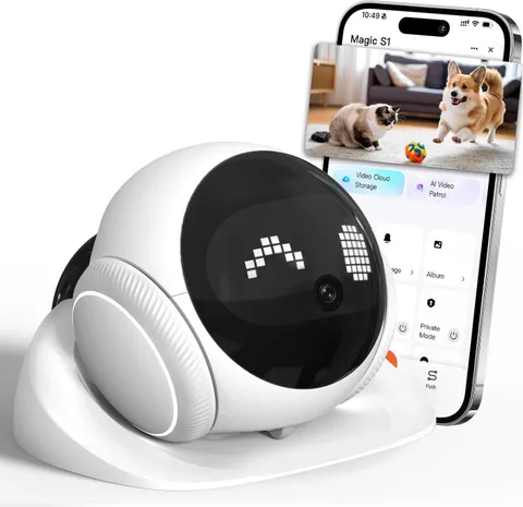 1080P Pet Camera Robot: Indoor Movable Home Security Camera with App Control, Ni