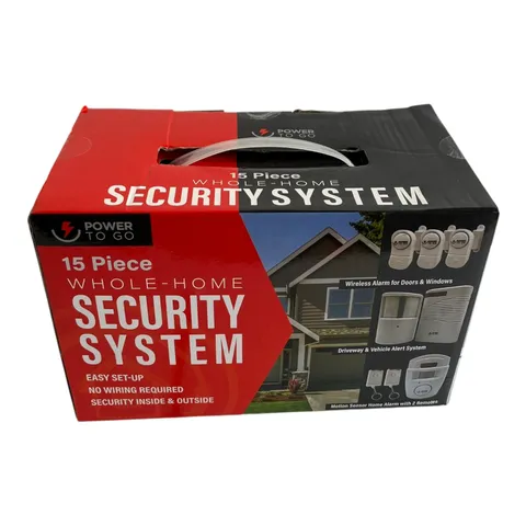 Power to Go 15 Piece Whole-Home Security System Wireless Alarm Motion Sensor