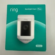 Ring Spotlight Cam Plus Battery Outdoor Security Camera White 1080p HD Video