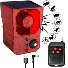 Solar Motion Sensor Alarm Outdoor - Dog Barking, Gunshot & Siren Sounds for O...