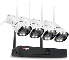 4K WiFi Security Camera System, 4X 3MP Plug-in Home Security Cameras 24/7 Record