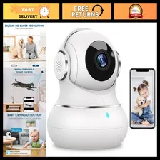 2K Indoor Security Camera, 360° Pan/Tilt, Motion Detection, Night Vision, WiFi B