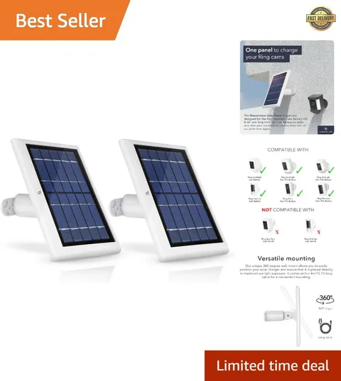 Solar Panels for Ring Battery Cameras - Hassle-Free Installation, White