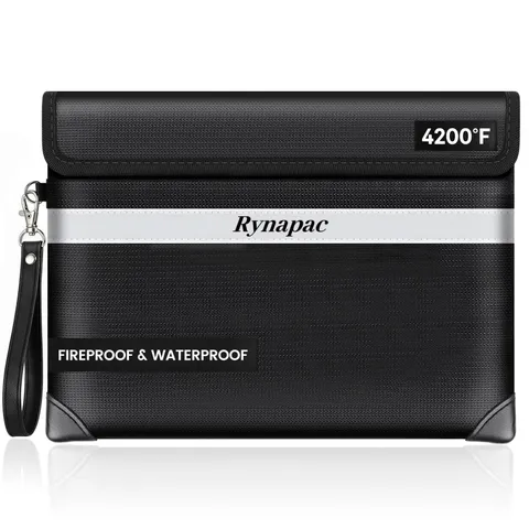 Rynapac Fireproof Document Bag Upgraded 4200°F, 14.2”x 10.2”Waterproof Firepr...
