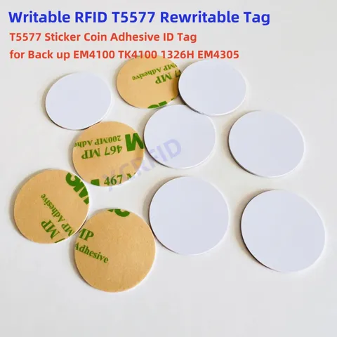 5pcs RFID 125khz Rewritable T5577 Sticker Coin Adhesive Dia 25mm 1mm thickness