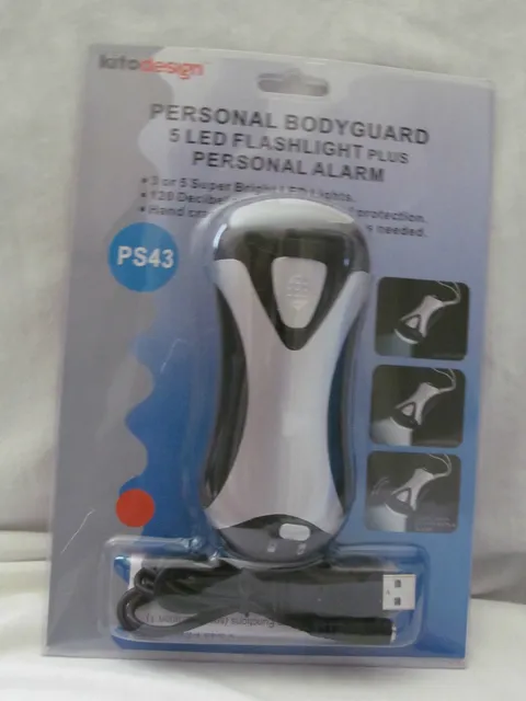 Brand New Personal Bodyguard 5 LED Flashlight Plus Alarm by Kito Design PS43