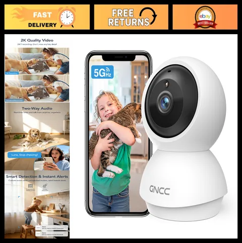 2K WiFi Home Security Camera - Indoor Baby/Pet Monitor, Night Vision, 2-Way Audi