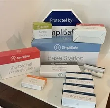 SIMPLISAFE  LOT NEW   ENTRY SENSORS, KEYPAD, SIREN, KEYCHAIN, GLASS