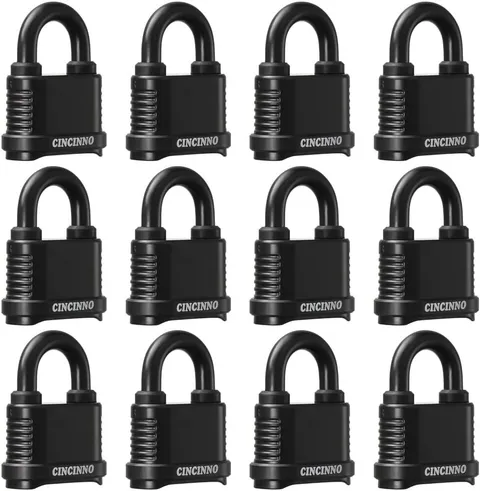 Cinccino Weatherproof Padlocks 12 pack 4 Digit Combination Lock Heavy Duty